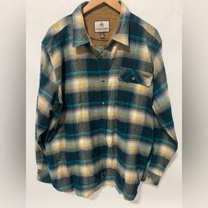 Legendary Whitetails Men Teal and Yellow Plaid Shirt